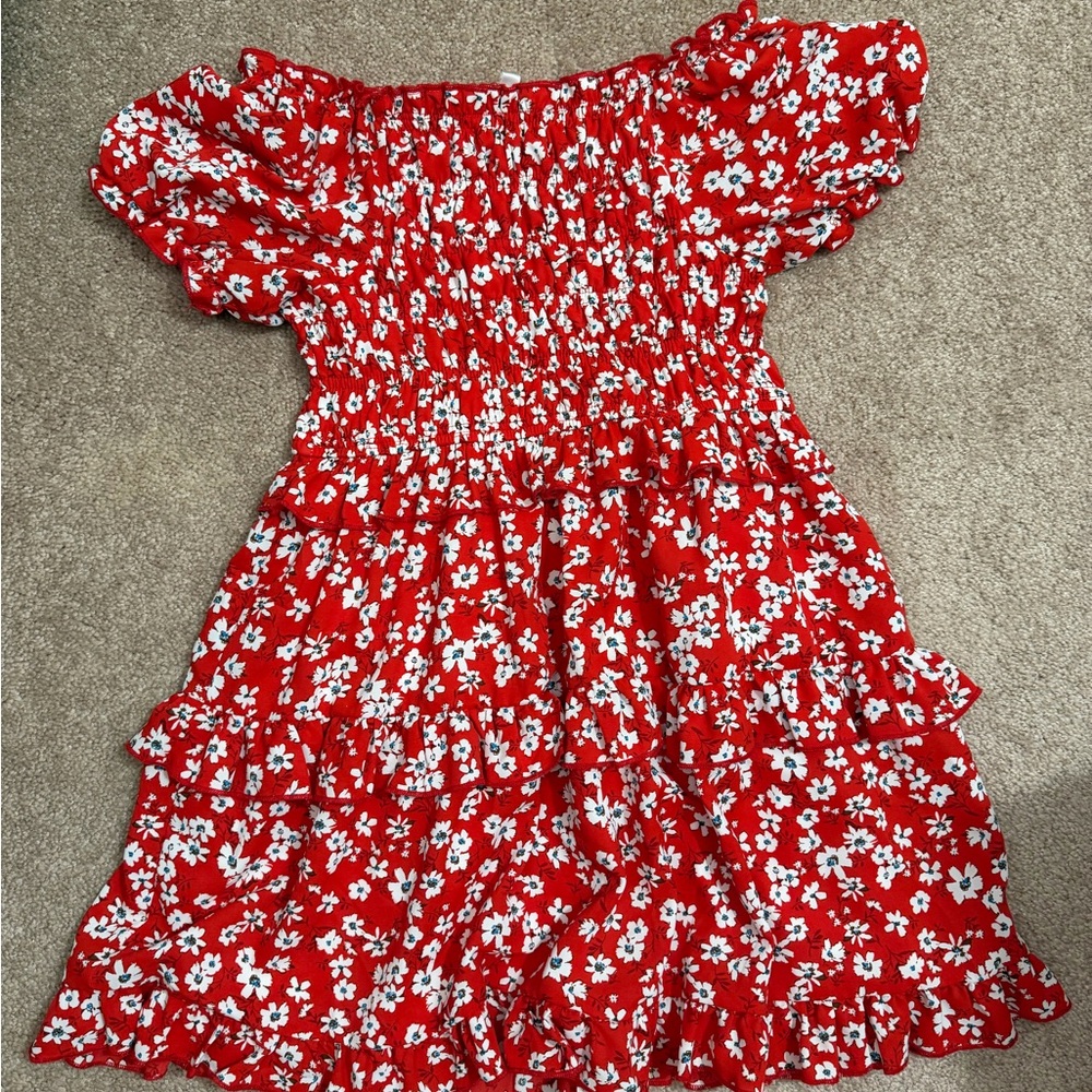 Truly Me Red Floral Kids Dress